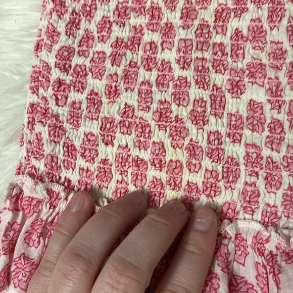 Billabong Light Flaws Floral Eyes On You Ruffle Skirt Smocked Pink White Size S - Picture 12 of 12